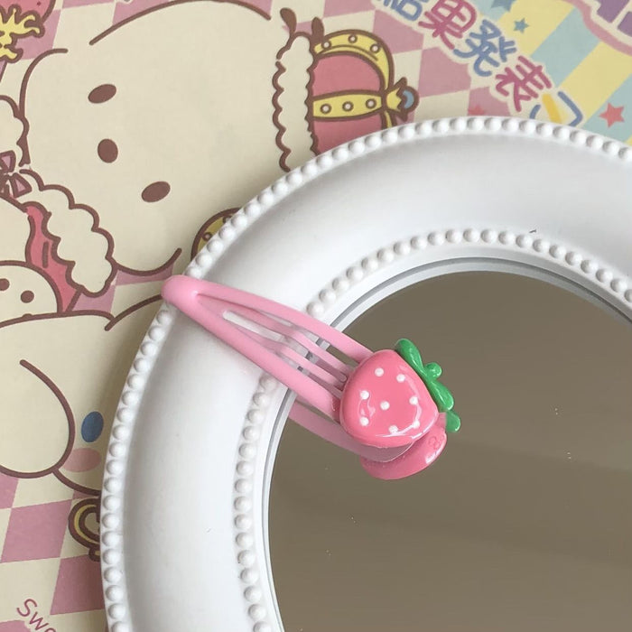 Wholesale smooth strawberry clip pink hair clip student bangs edge clip hair accessories