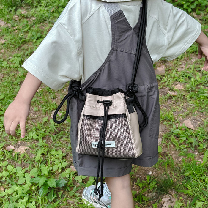 Wholesale Children's bag, outdoor sports crossbody bag, letter drawstring bucket bag, lightweight shoulder bag