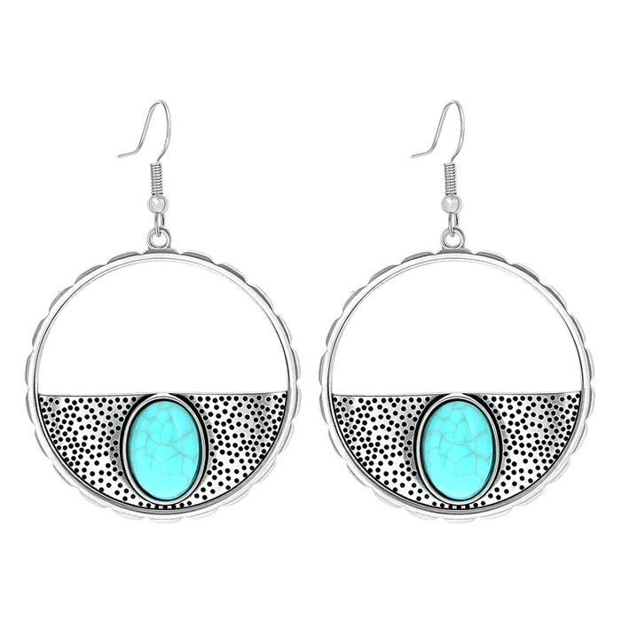 Wholesale Beach Vacation Geometric Alloy Earrings with Turquoise Acrylic Fashion Jewelry MOQ≥2