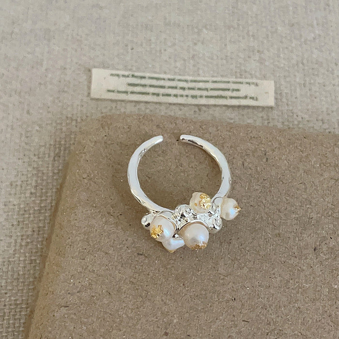 Wholesale Silver Pearl Flower Ring
