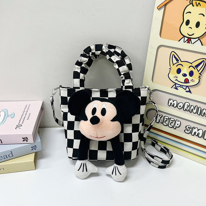Wholesale Canvas cartoon plush bucket shoulder bag that can be carried by hand
