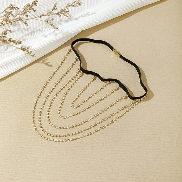 Wholesale multi-chain leg chain Golden sexy thigh chain Women' s diamond multi-layer clip bead chain body chain