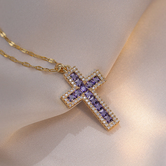 Wholesale Necklace jewelry zircon cross zircon simple niche design pendant