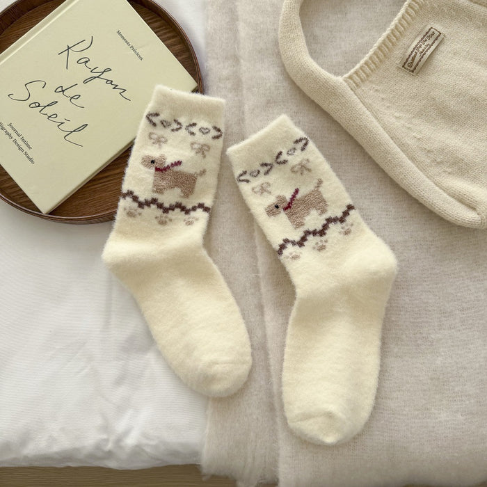 Wholesale Socks for children, thick and warm cartoon dog plush sleeping socks