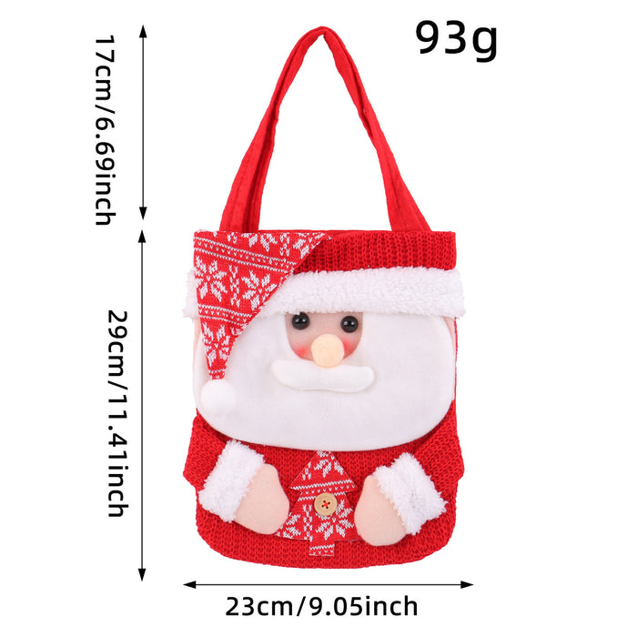 Wholesale Christmas knitted gift bag cute cartoon red f snowman old man candy tote bag Christmas decoration