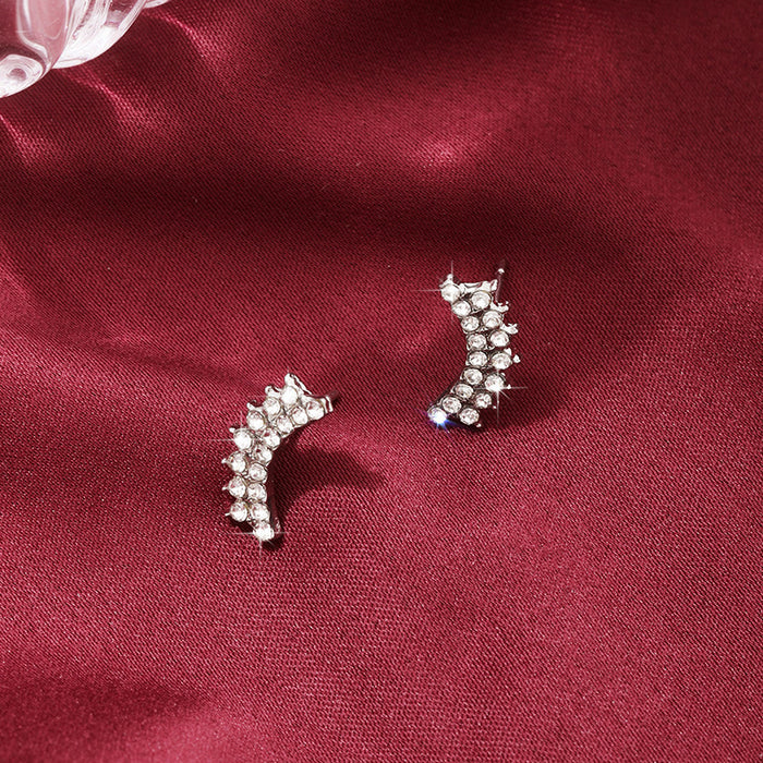 Wholesale Fashionable diamond studded earrings with personalized high-end feel, crescent moon full diamond earrings wholesale