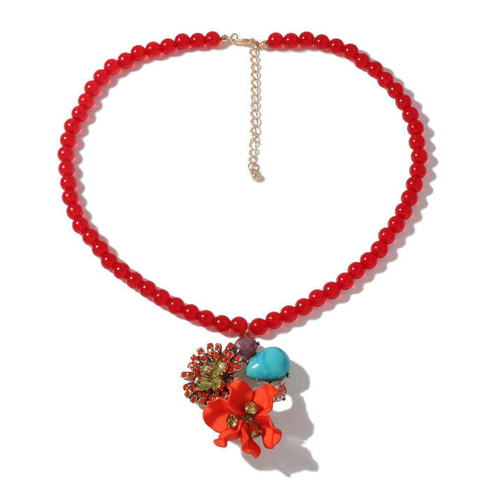 Wholesale Alloy Resin Flower Flower Pendant All-match Banquet Women's Necklace