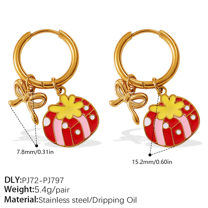 Wholesale Christmas Collection Gingerbread Man Pendant Earrings Stainless Steel
