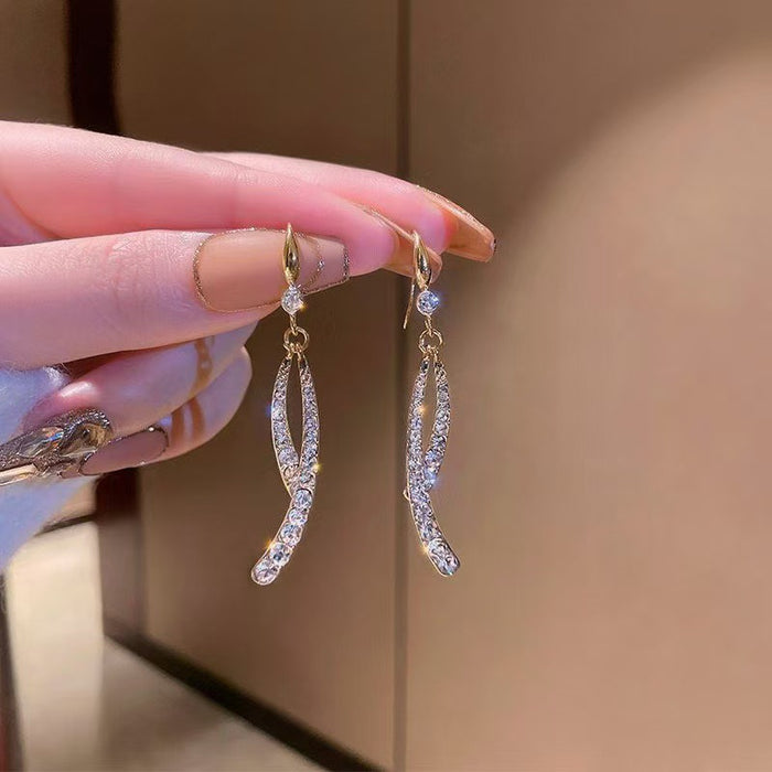 Wholesale Full Diamond Cross Fishtail Ear Hook Earrings Ear Jewelry