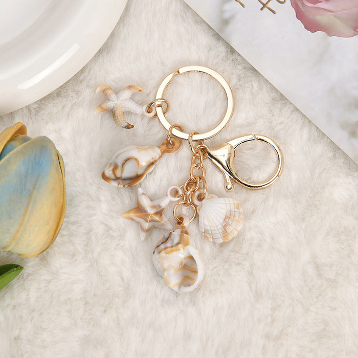 Wholesale Seaside Vacation Ocean Series Conch Starfish Pentagram Keychain