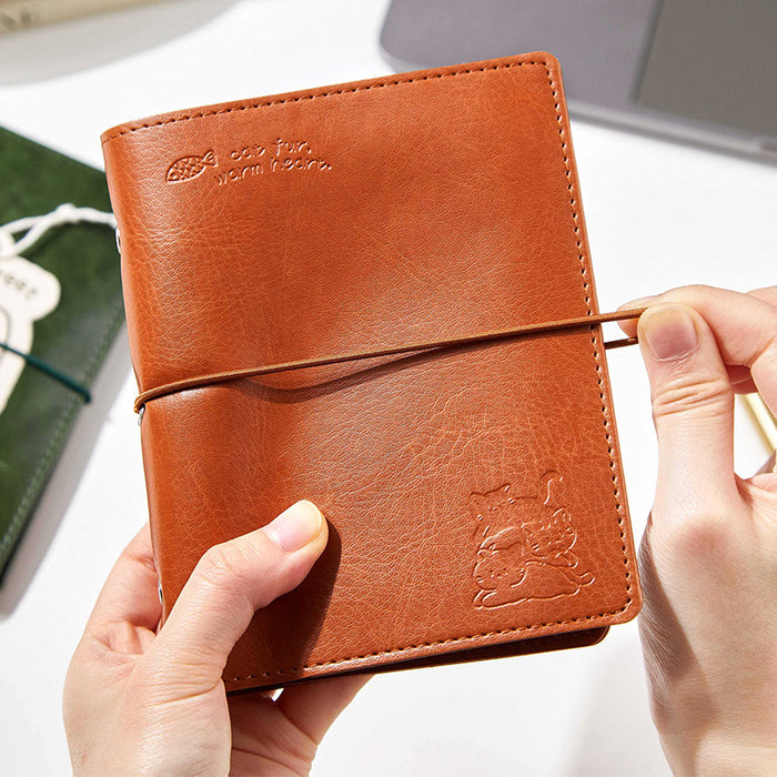 Wholesale Cute A7 Loose Leaf PU Leather Journal Grid Inner Pages Student Notebook