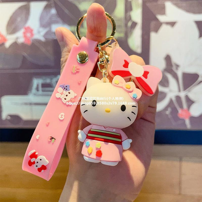 Wholesale  cat buckle cartoon Key Chain  PVC doll cat bag pendant car ring