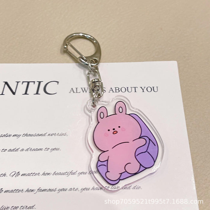 Wholesale Acrylic Keychain Double-sided Transparent Cartoon Animal Pendant Student Bag Children' s School Bag Accessories