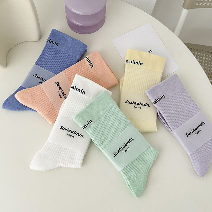 Wholesale Socks Versatile Letter Breathable Sweat Absorbing Thin Stacking Socks