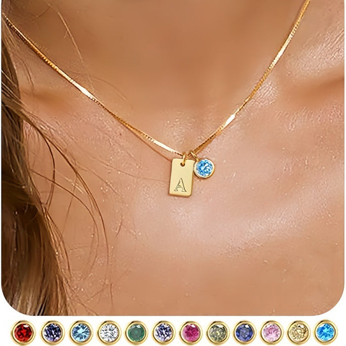 Wholesale New genuine gold plated versatile 26 letter square pendant necklace for commuting and simple accessories