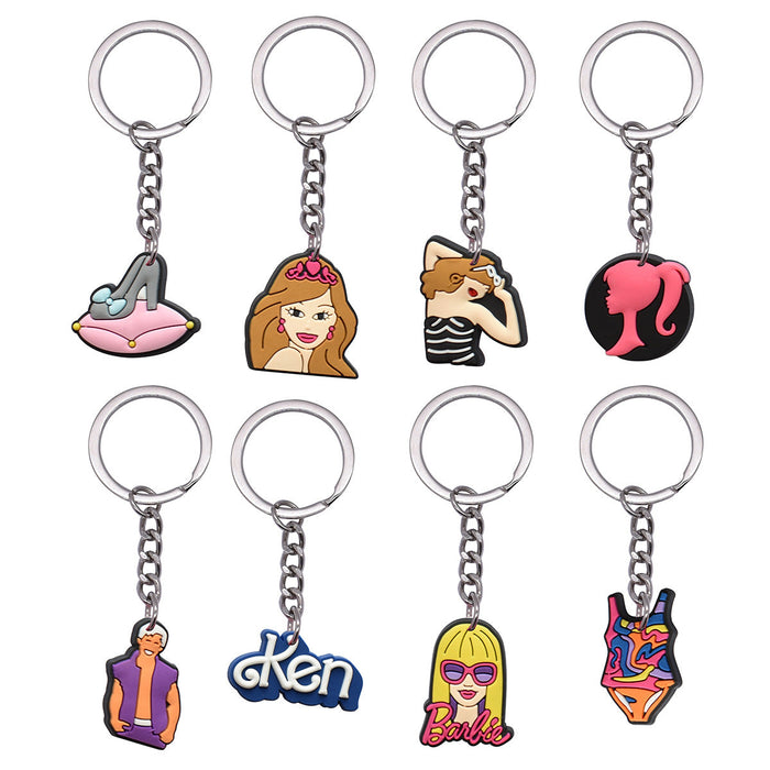 Wholesale 10pcs New Pink Princess Girl Silicone Keychains JDC-KC-XinChuang003