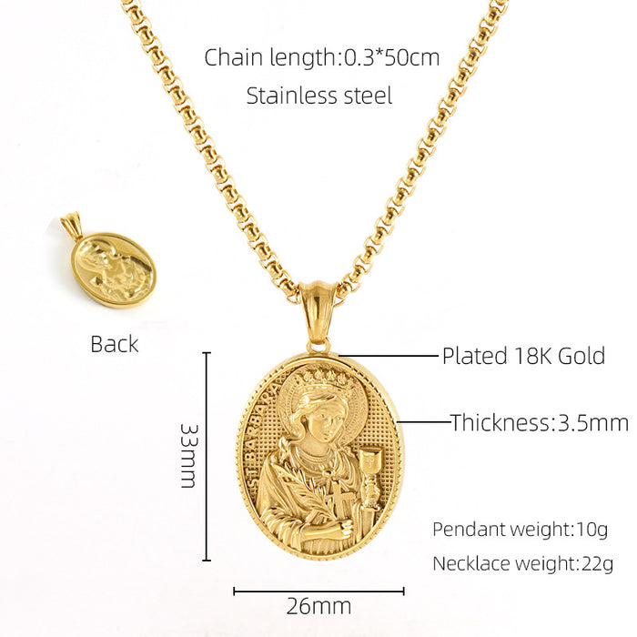 Wholesale Vintage Cross Virgin Mary Stainless Steel Necklace