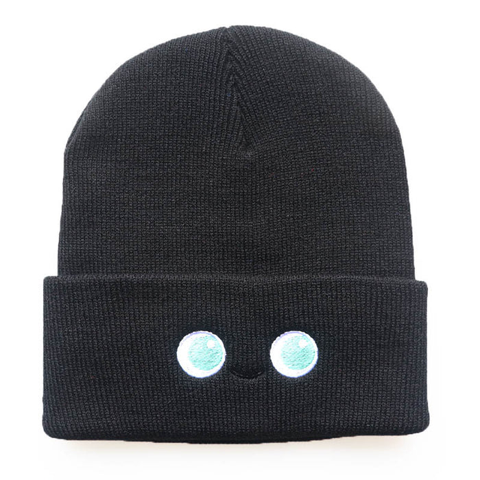 Wholesale Cartoon Cute Smiley Face Embroidery Acrylic Knitted Beanie JDC-FH-LvH015