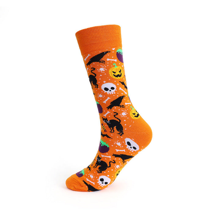 Wholesale Halloween Pumpkin Skull Cotton Socks  JDC-SK-HuaLang001