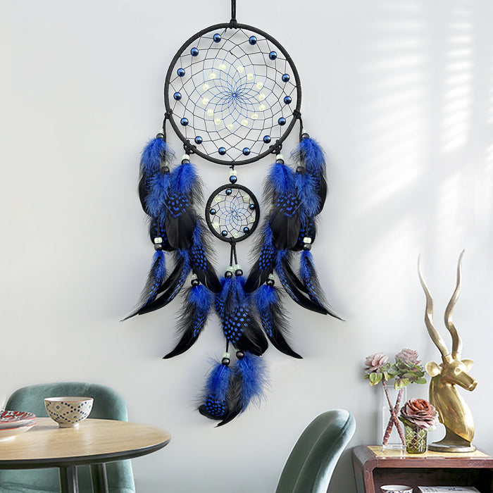 Wholesale Luminous Dreamcatcher Feather Wind Chime Home Decor MOQ≥2
