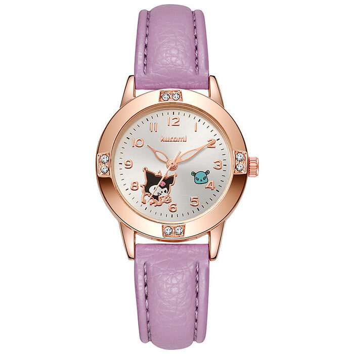 Wholesale Rose gold diamond strap women' s cartoon quartz watch