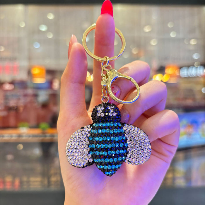Wholesale 3D Rhinestone Bee Keychain For Women Party Bag Charm Decorative Accessory