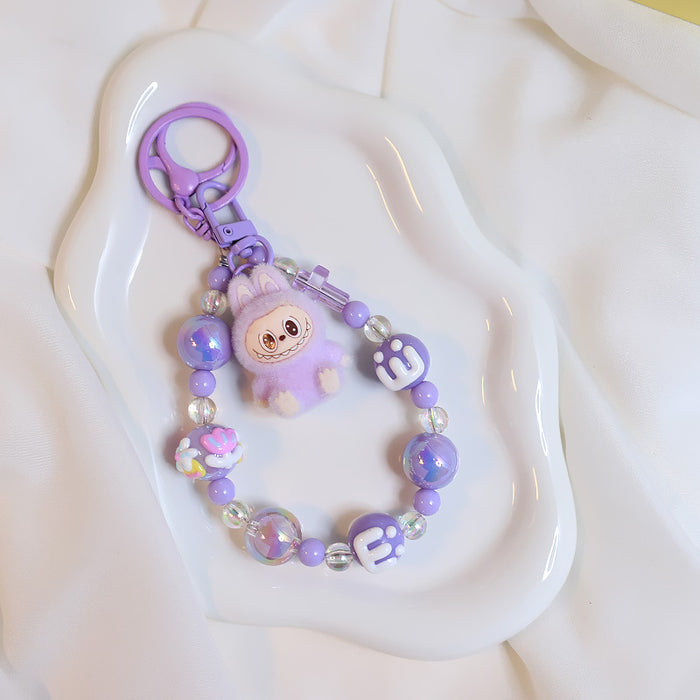 Wholesale Flocked Plush Keychain Cute Blind Bag Student Bag Beaded Chain Pendant