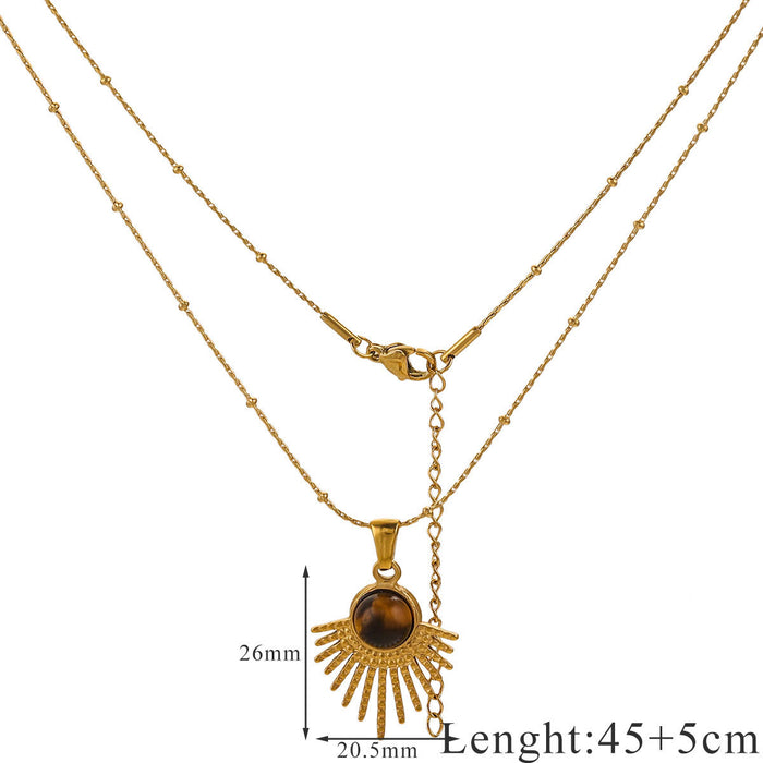 Wholesale Titanium Steel Stone Pendant Jewelry Necklace Accessories Clavicle Chain