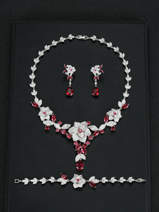 Wholesale Three-Piece Set Necklace Earrings Bracelet Party Wedding Dress Bride Dress Jewelry