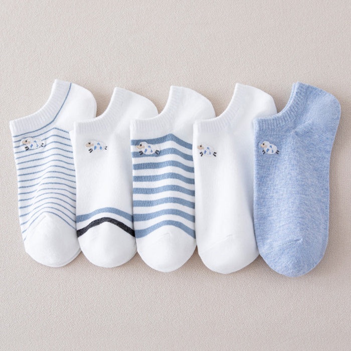 Wholesale Blue Socks Thin Ship Socks Summer Low Top Shallow Mouth Cute Short Socks Cartoon Cotton Socks