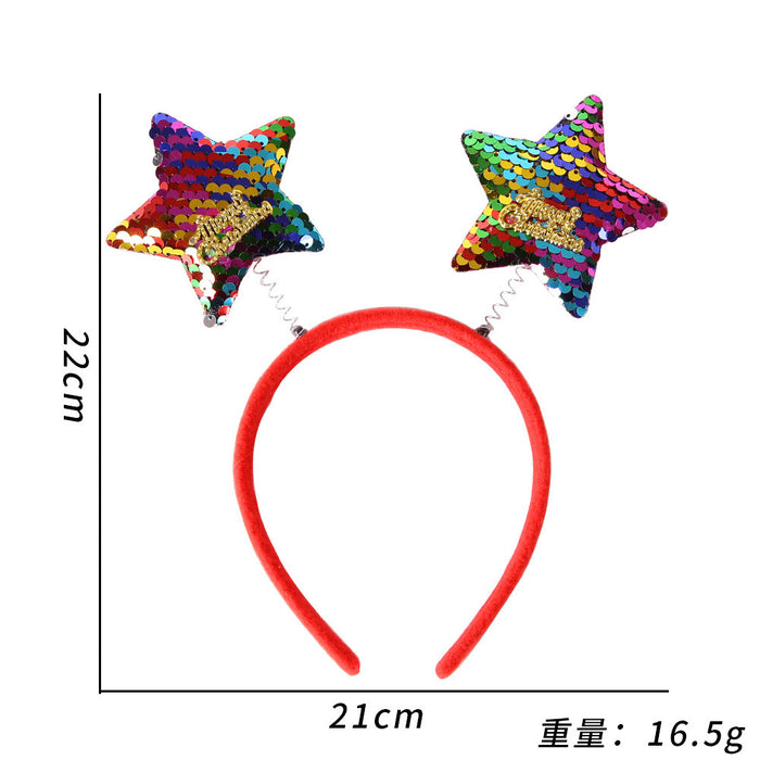 Wholesale Plastic Christmas Headbands With Antler And Star Design For Kids Party Hair Accessory