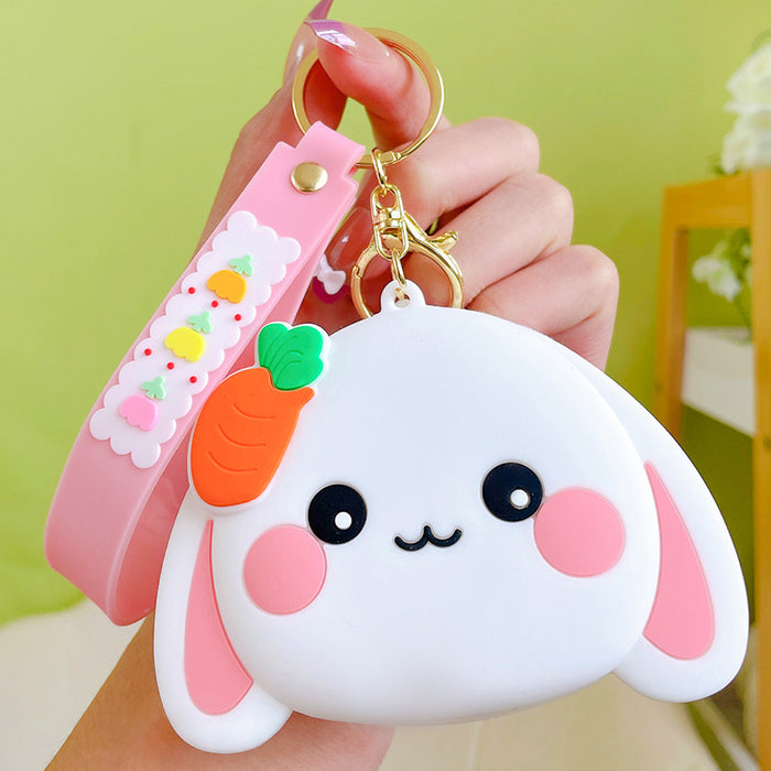 Wholesale Creative silicone carrot long-Ear Rabbit coin purse keychain cute schoolbag ornaments coin headset storage bag