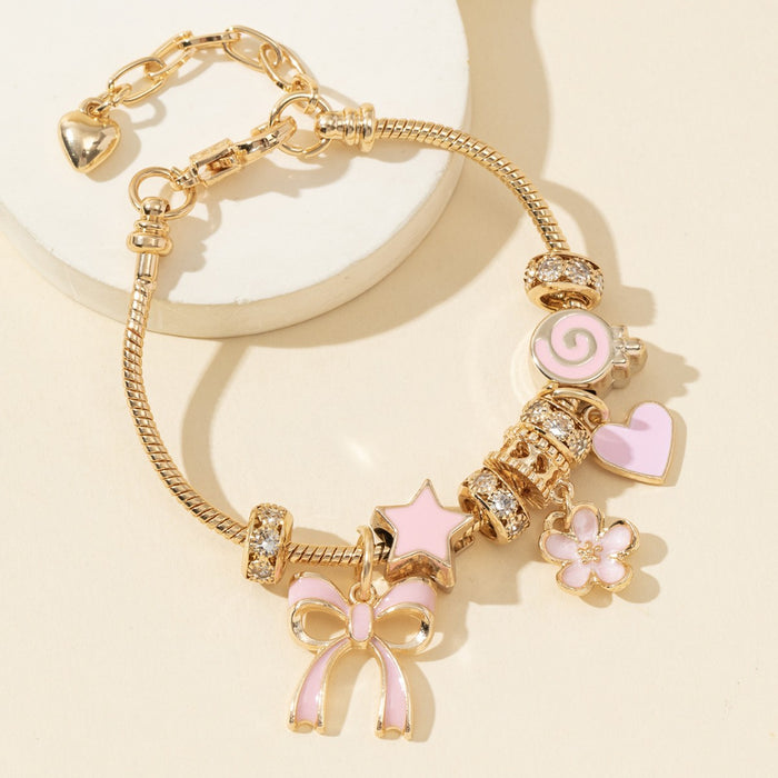 Wholesale Women' s DIY Beaded Pink Heart Bracelets
