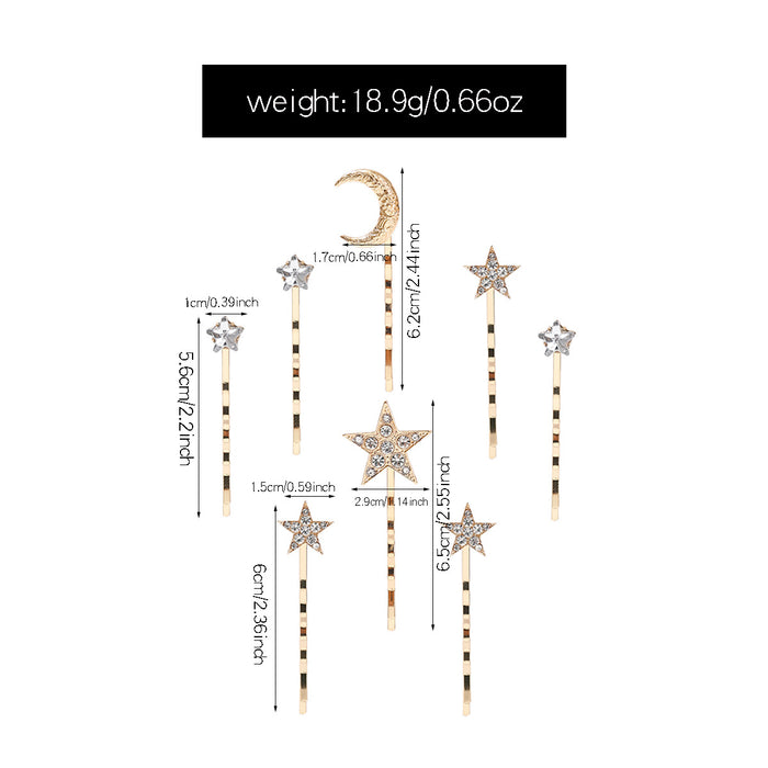 Wholesale Versatile Jewelry, Diamond studded Star Headpiece, Moon Hairpin Set for Women