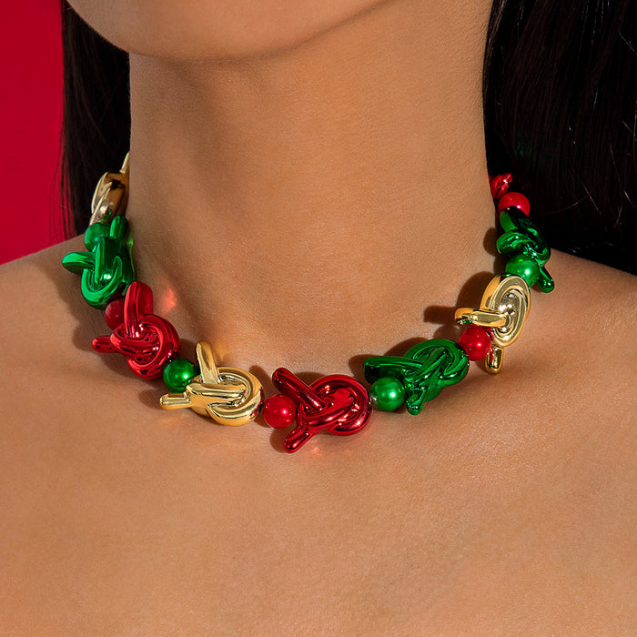 Wholesale Colorful Pumpkin Knot Star Square Block Beaded Chain Necklace MOQ≥2
