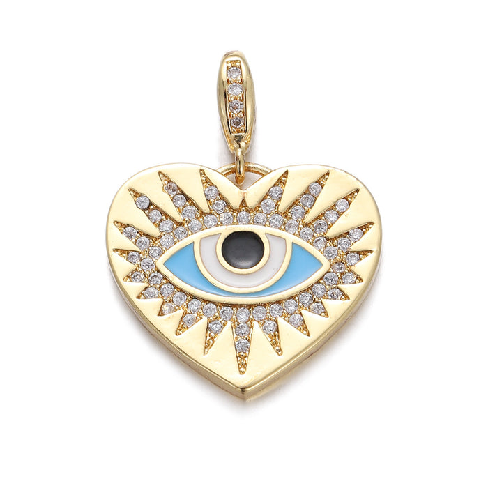 Wholesale Heart Shaped Evil Eye Earrings Necklace Diy Accessories JDC-PT-YJ007