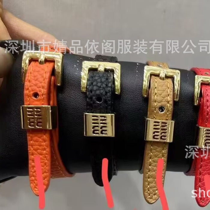 Wholesale Microfiber genuine leather bracelet, alloy belt buckle, personalized letter wristband bracelet