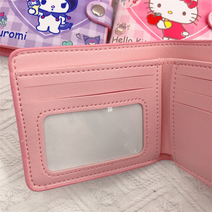 Wholesale PU Cartoon Short Plaid Love Wallet JDC-WT-YaLL011