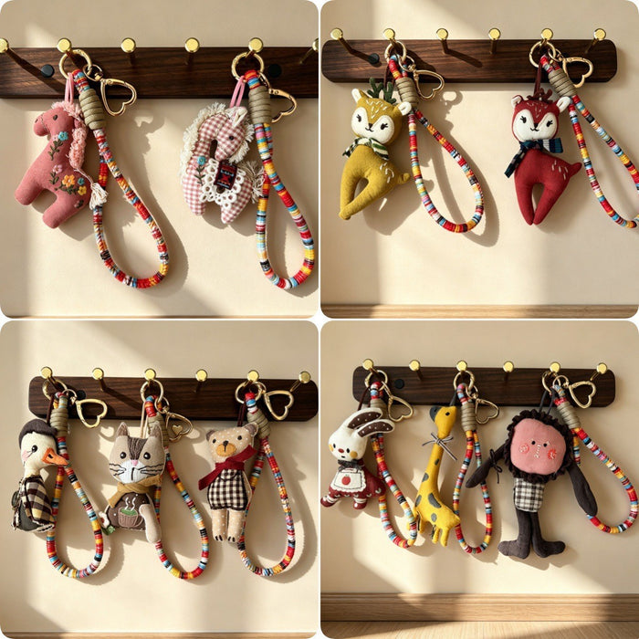 Wholesale Vintage Cute Cartoon Cloth Keychain Bag Charm Accessory