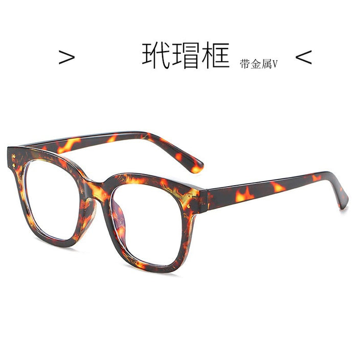 Wholesale Glasses with thin legs, V black frame, anti blue light, flat light, plain colored frame