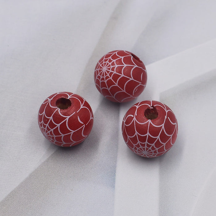 Wholesale of New Halloween Spider Web Colorful DIY Children's Wood Beads JDC-BDS-XingFeng003