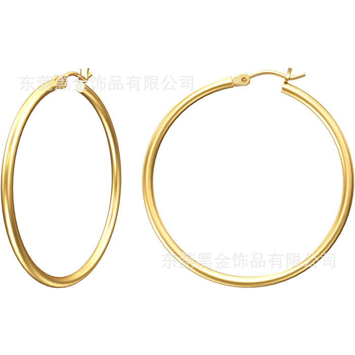 Wholesale Stainless Steel Large Round Wire Earrings JDC-ES-HeiJ001