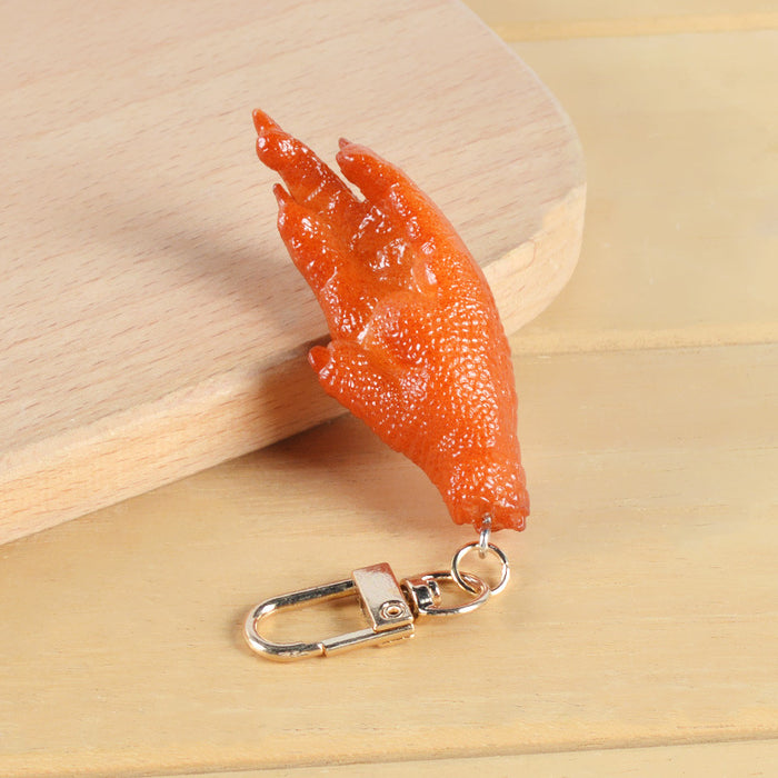 Wholesale PVC Simulated Food Keychain Charms Realistic Chicken Wing Roast Duck And Braised Pork Pendant MOQ≥5