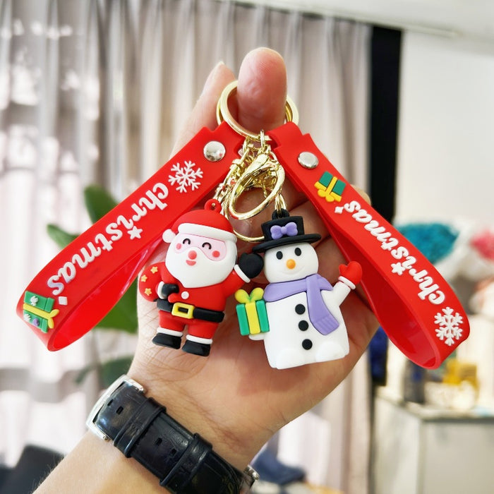 Wholesale PVC Christmas Snowman Cartoon Doll Keychain JDC-KC-WuYi083