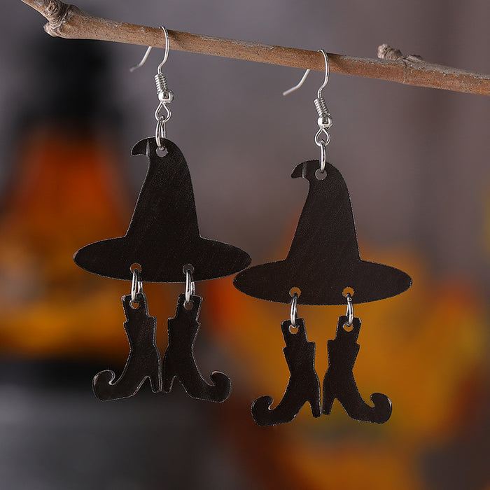 Wholesale  Gothic Wind Witch Hat Boots Pendant Earrings Acrylic Ear Jewelry  Gift