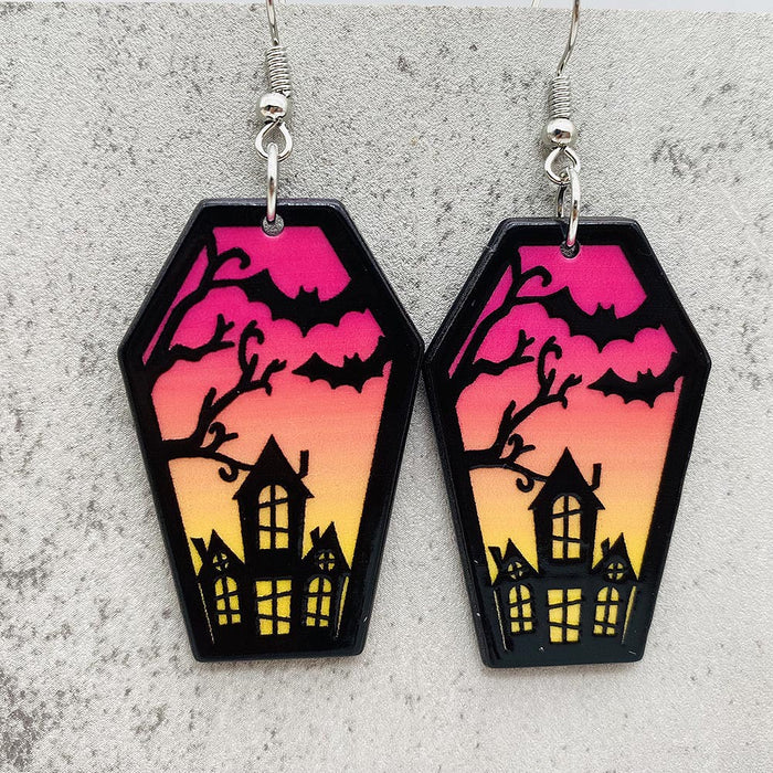 Wholesale  earrings coffin ghost bat acrylic earrings Amazon holiday jewelry