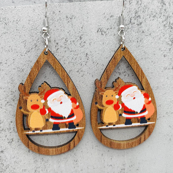 Wholesale  Bell Red Car Water Drop Wooden Earrings Christmas Accessories
