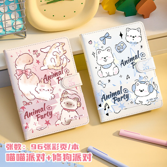 Wholesale Cute Cartoon Bear Imitation Leather Notebook with Magnetic Buckle 96 Full-Color Page