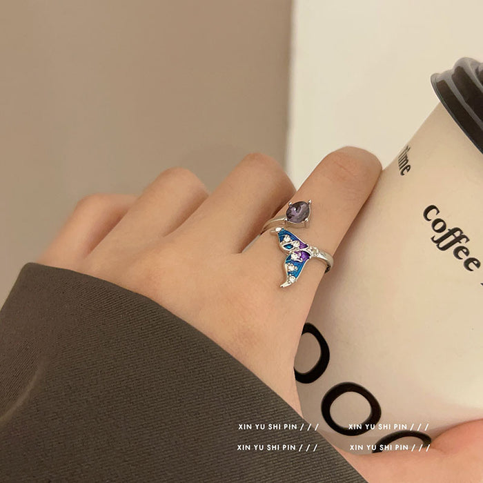 Wholesale Ring Splicing Zircon Light Luxury Open Adjustable Ring Ring