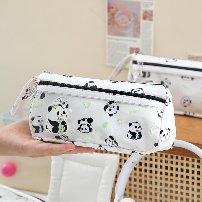 Wholesale Cute Panda Pencil Case Blue Stationery Bag